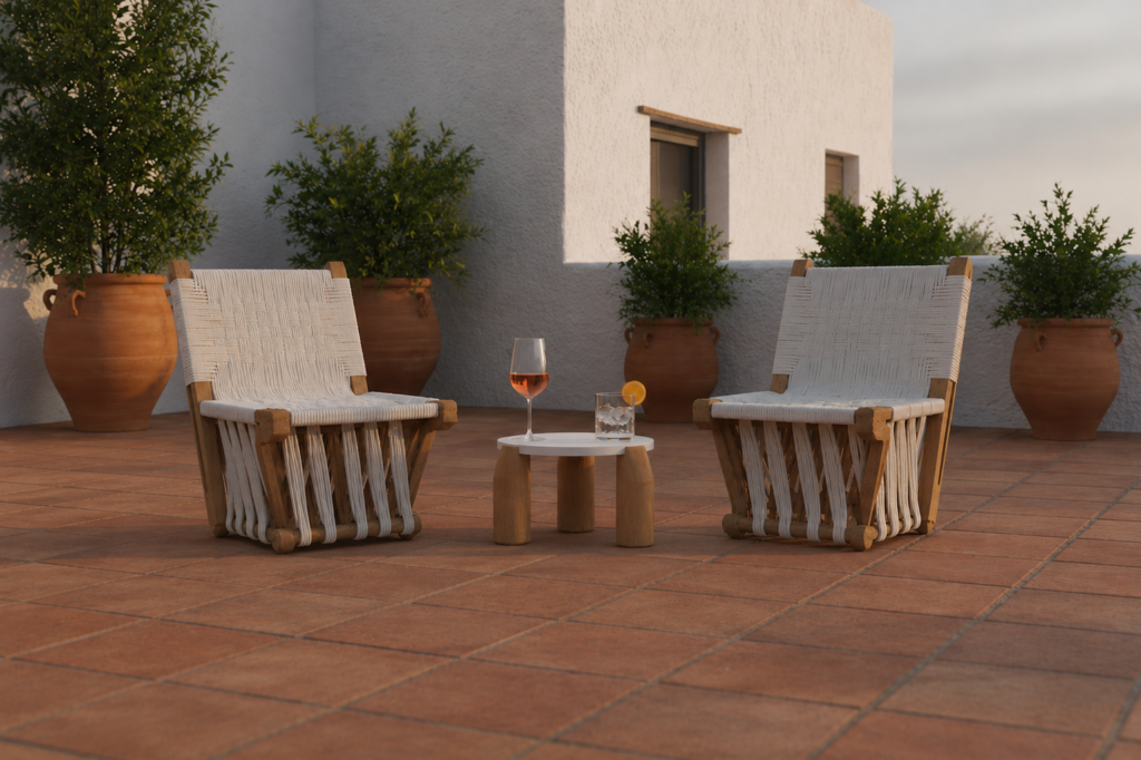 Small table with printed legs and jesmonite cast top